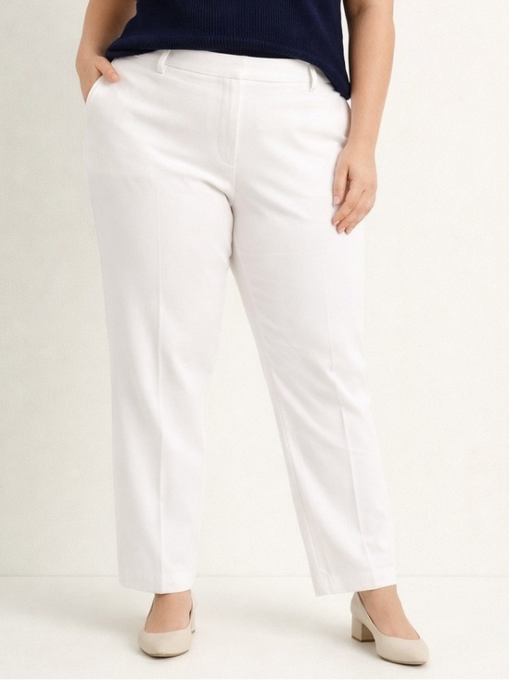 🔆Lauren Ralph Lauren White High Rise Stretch Trousers Pants Career Size 18 *flaw